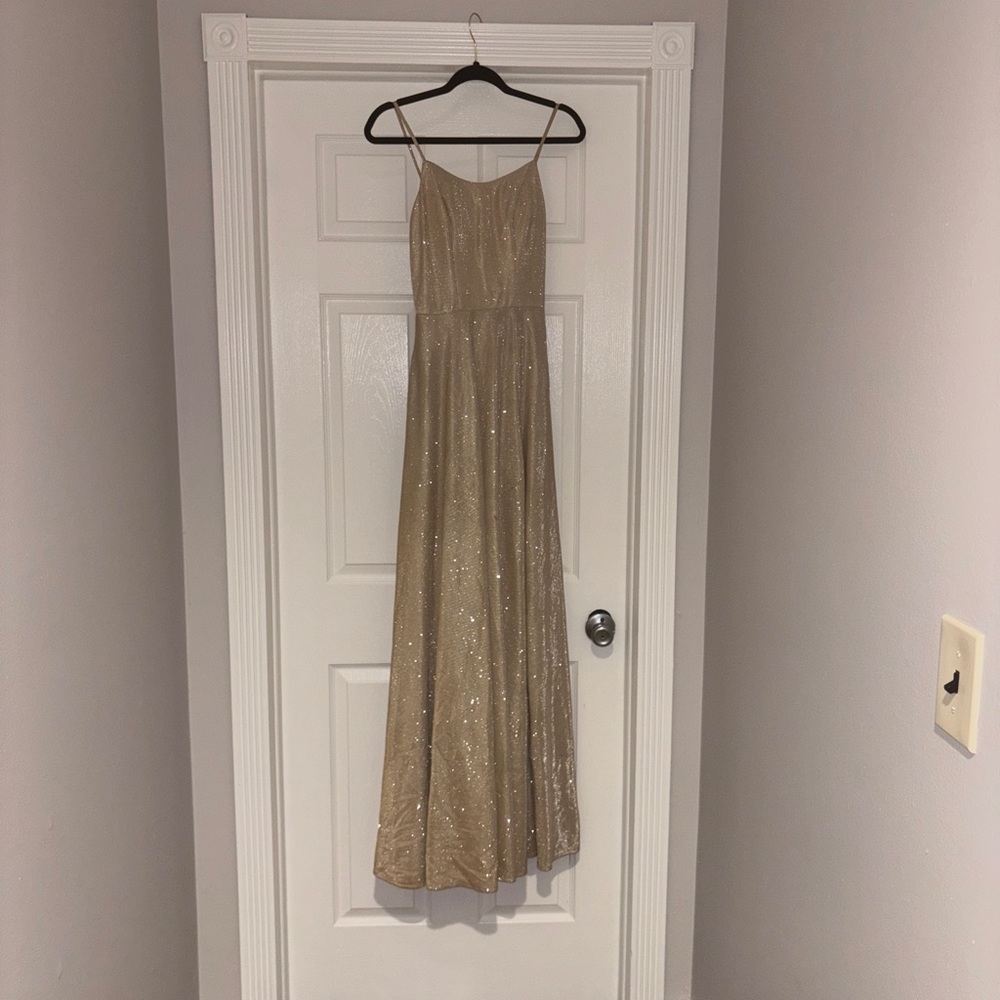 jules and cleo iridescent glitter dress 
The dress is long 
Plus pockets